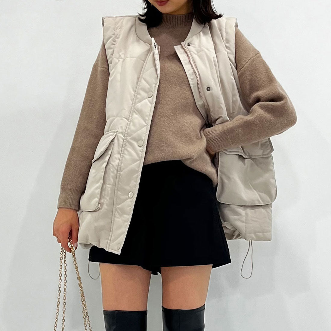 ユメテンボウ 夢展望 もちもちオーバーサイズニット,モカ