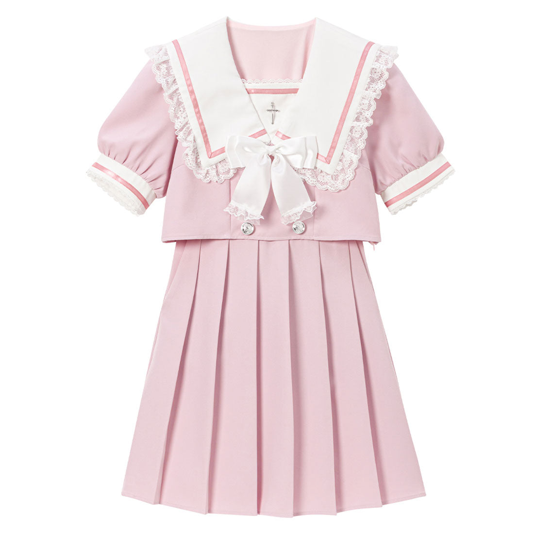 ユメテンボウ 夢展望 闇学園クロスワンピース,ピンク×ホワイト