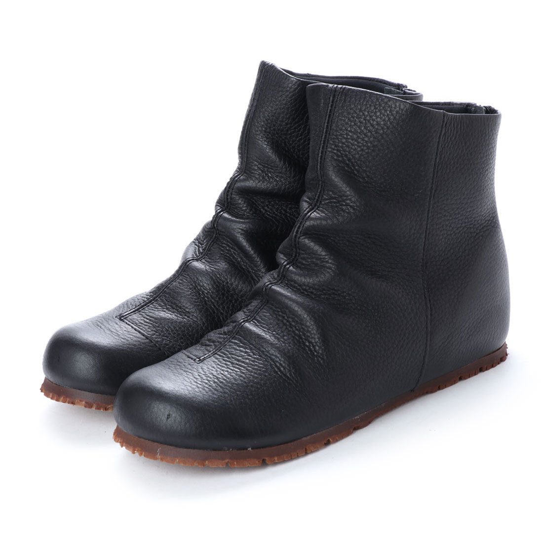 Yuriko Matsumoto short boots hallux valgus genuine leather flat wrinkled boots