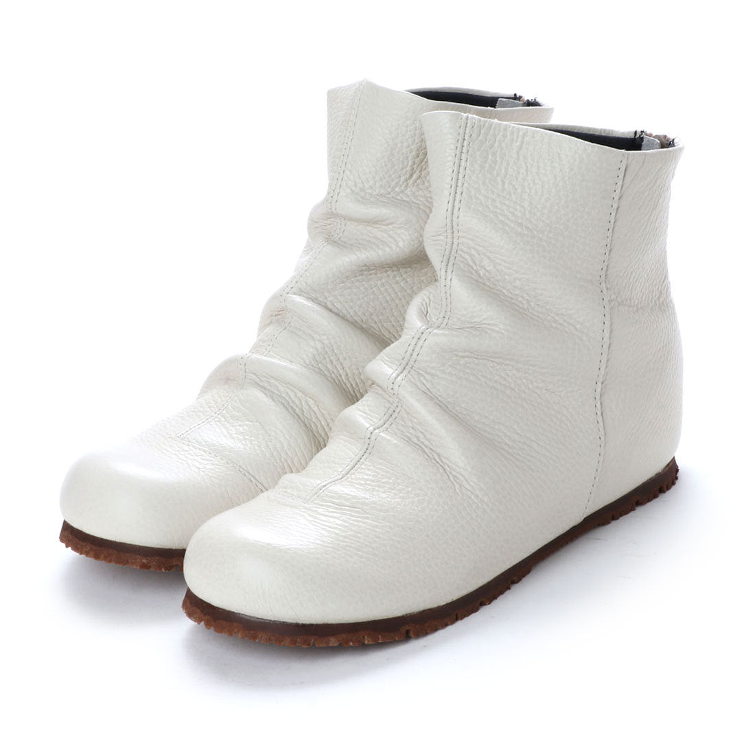Yuriko Matsumoto short boots hallux valgus genuine leather flat wrinkled boots