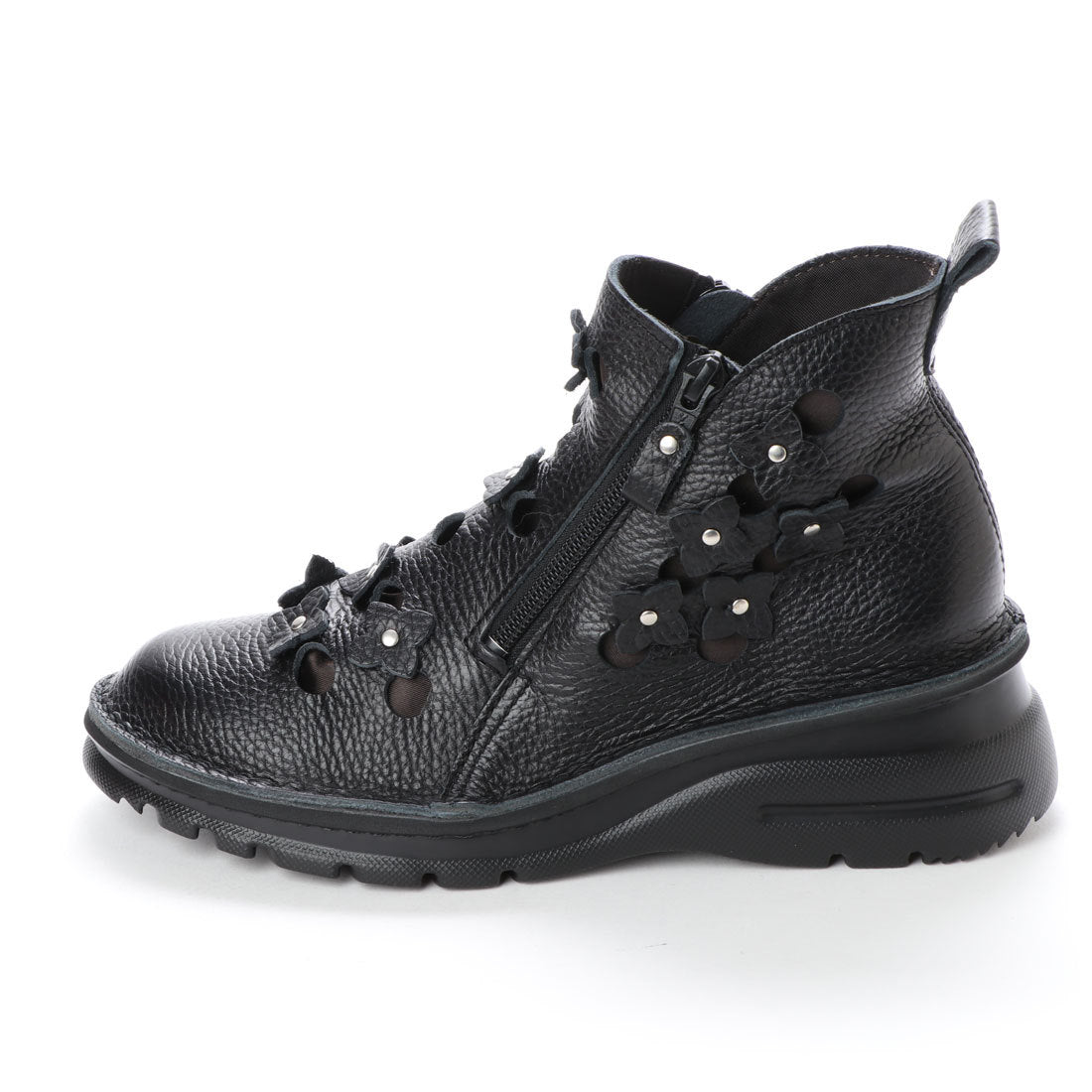 Yuriko Matsumoto Spring boots, boots, short boots, 4E, flowers, genuine leather, travel, lightweight sole, made in Japan