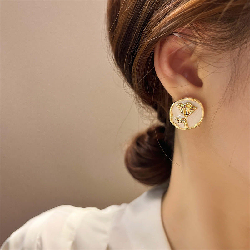 ゾエ ジェンコ Zoe Jenko ローズモチーフゴールドフレームピアス 9774