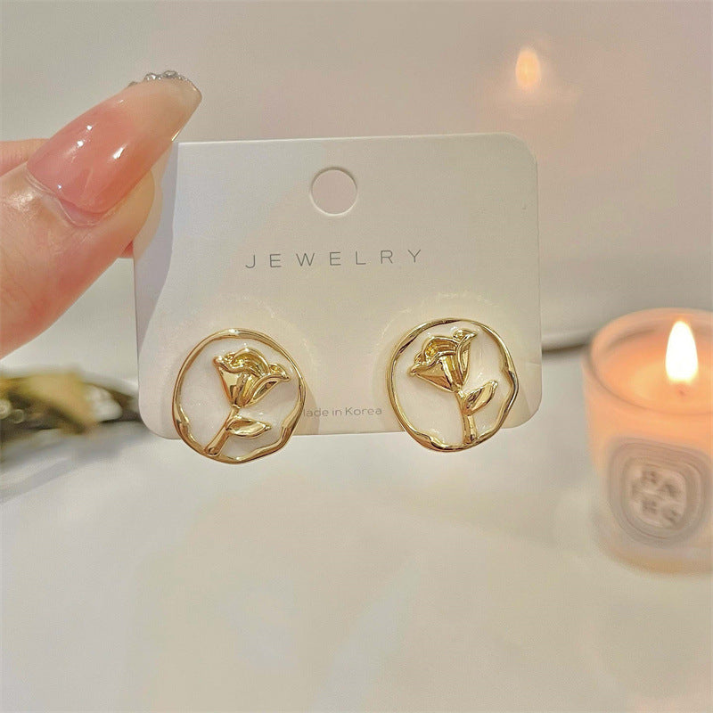 ゾエ ジェンコ Zoe Jenko ローズモチーフゴールドフレームピアス 9774