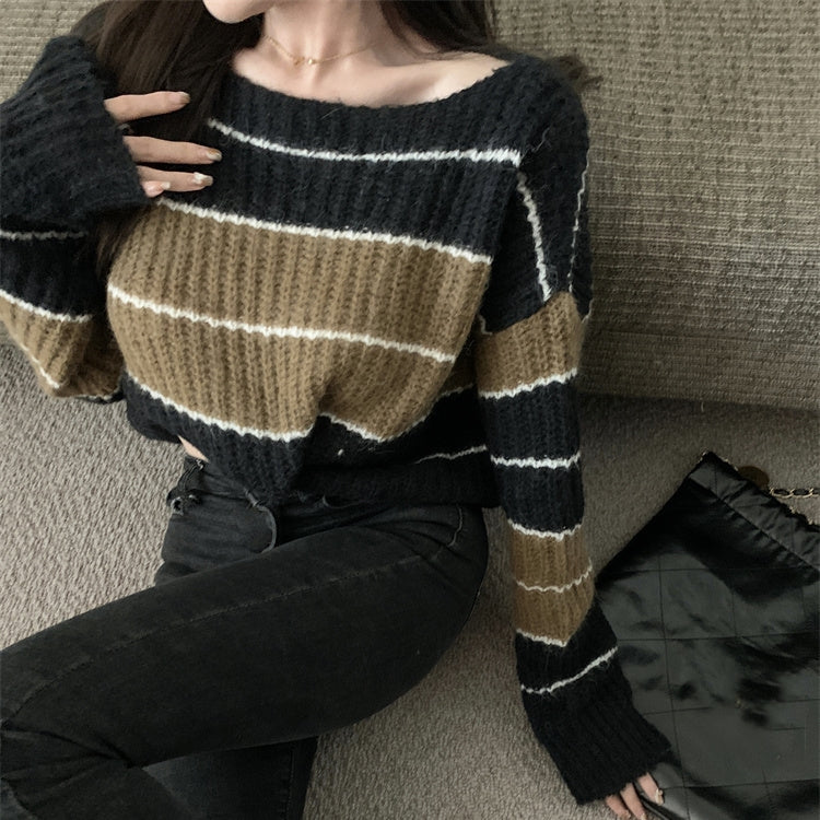 ゾエ ジェンコ Zoe Jenko ランダムボーダーショート丈ニットトップス 10294