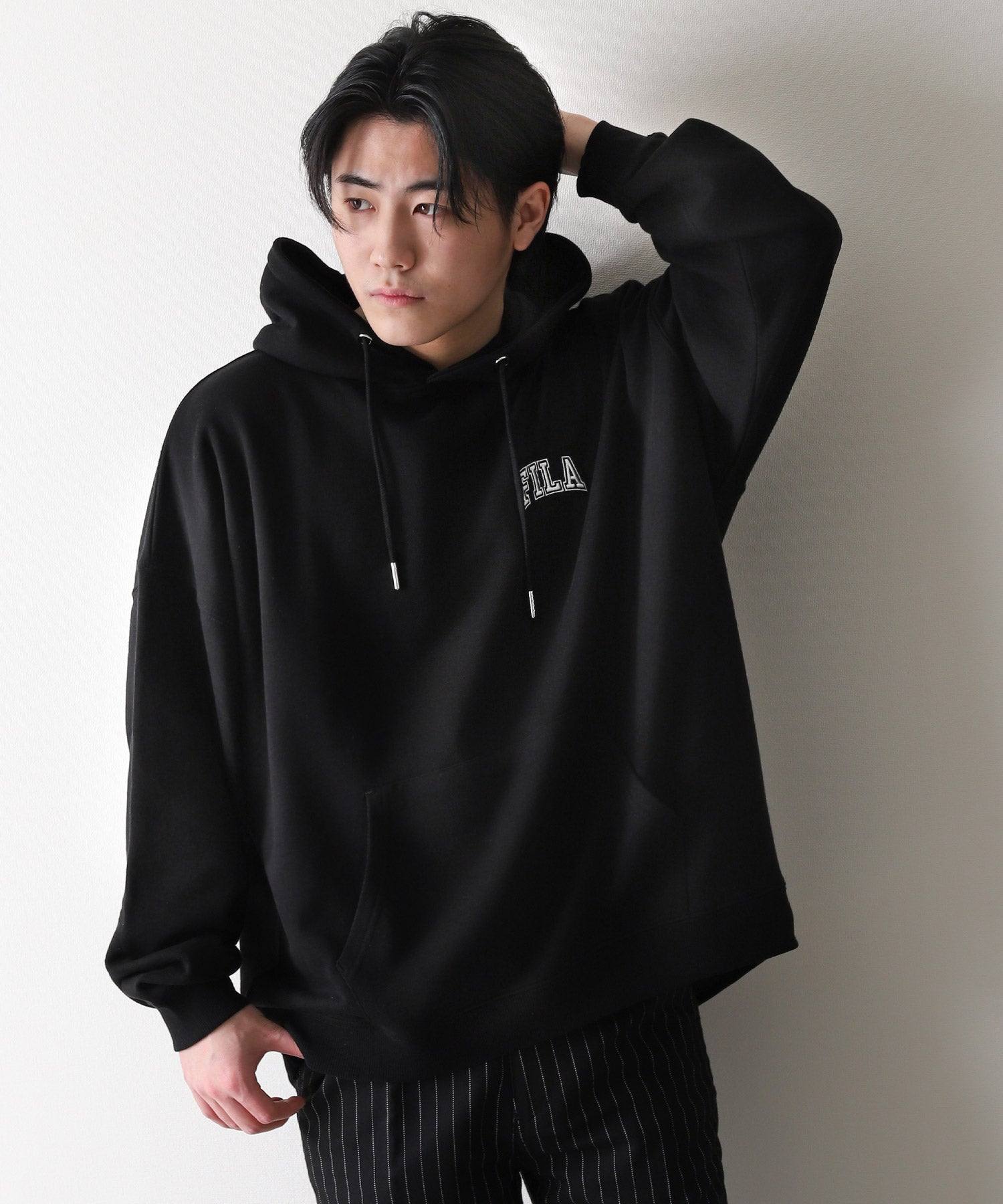 ジップファイブ ZIP FIVE ワンポイントユニセックスビッグシルエットパーカー,87ブラック
