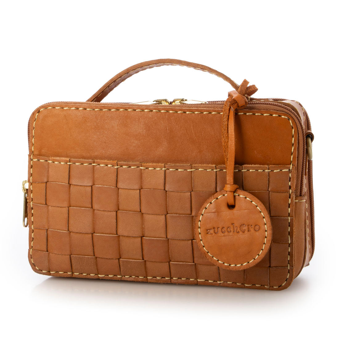 ズッケロ zucchero カウレザー メッシュ ハンドル付きお財布ショルダーバッグ （BROWN） BROWN