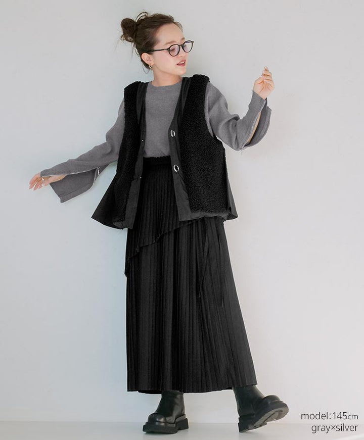 zip detail knit tops