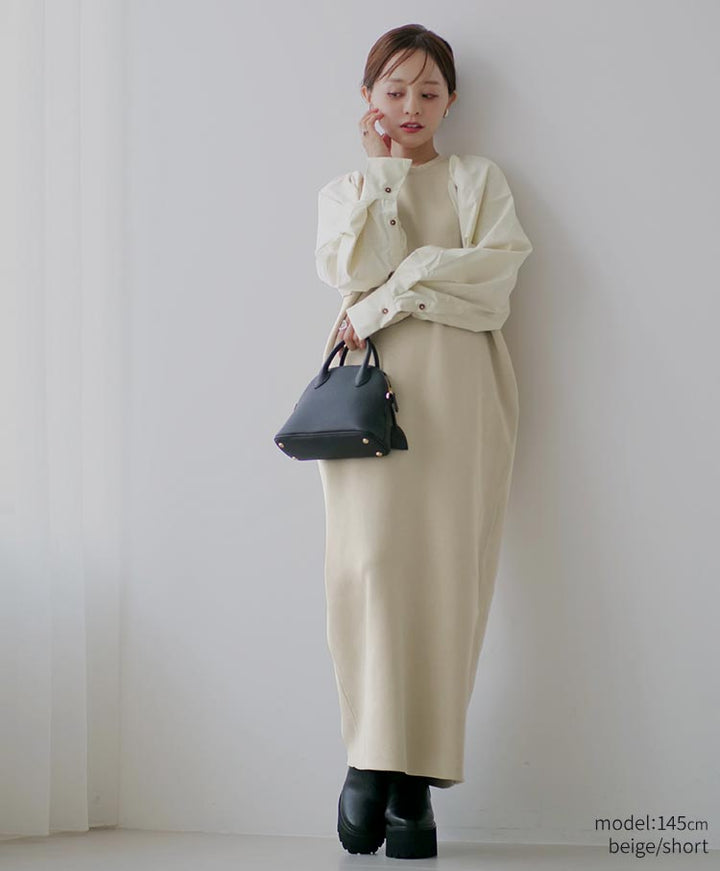 shirt sleeve knit one piece