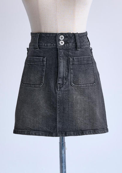 LD Back fringe denim skirt