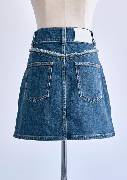 LD Back fringe denim skirt