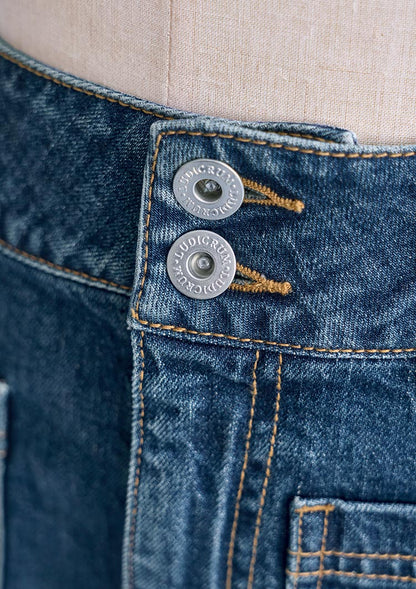 LD Back fringe denim skirt