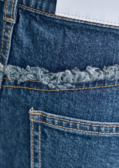 LD Back fringe denim skirt