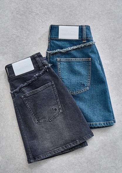 LD Back fringe denim skirt