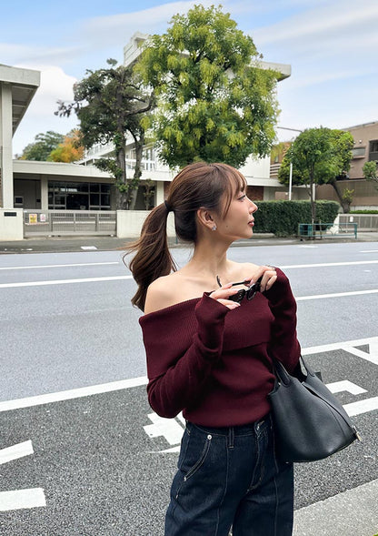 Off shoulder knit top
