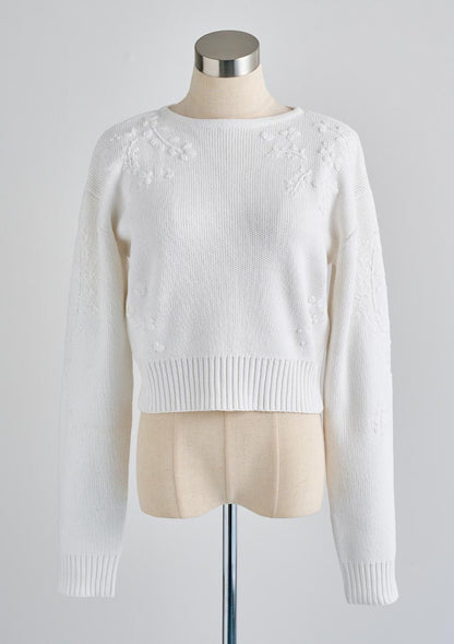 Botanical embroidery knit