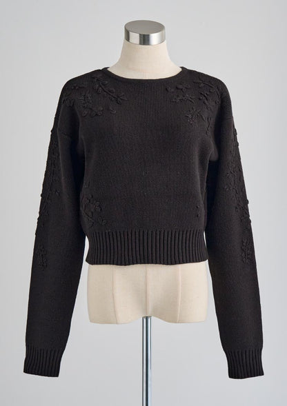 Botanical embroidery knit