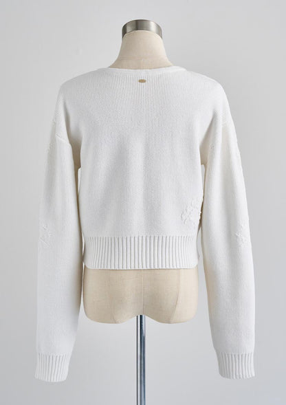 Botanical embroidery knit