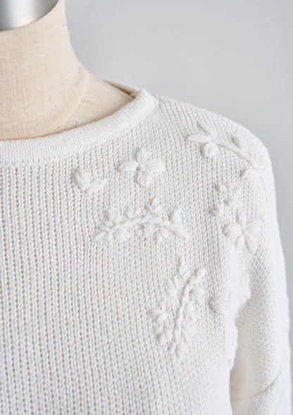 Botanical embroidery knit