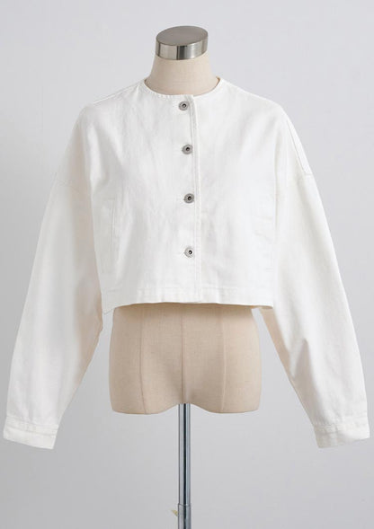 LD Collarless denim jacket