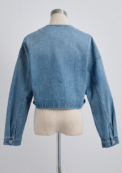 LD Collarless denim jacket