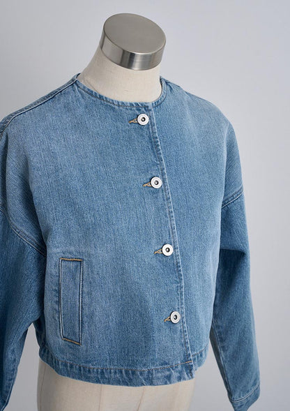 LD Collarless denim jacket