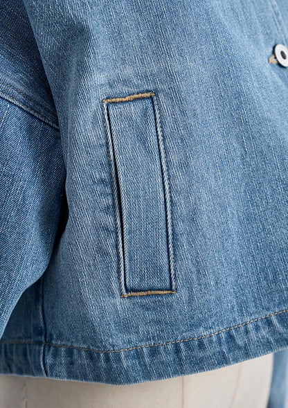 LD Collarless denim jacket