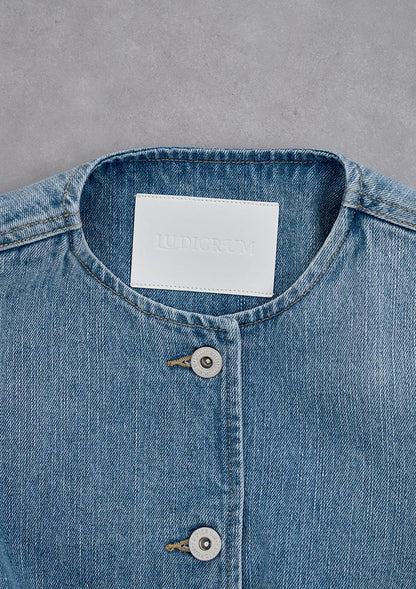 LD Collarless denim jacket