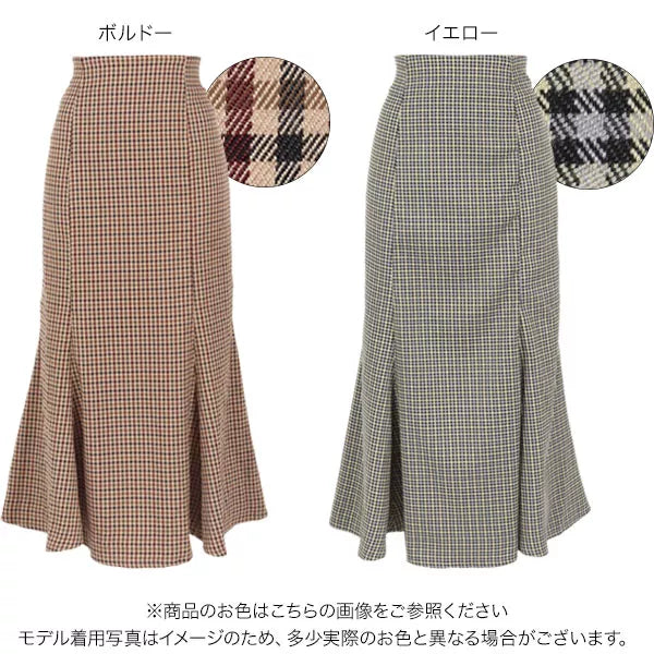 ガンクラブチェックマーメイドスカート [M3560]