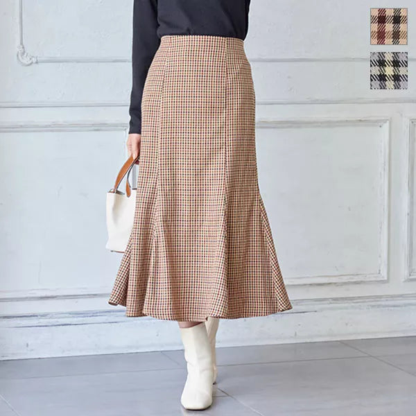ガンクラブチェックマーメイドスカート [M3560]