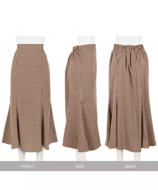 ガンクラブチェックマーメイドスカート [M3560]