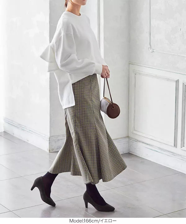 ガンクラブチェックマーメイドスカート [M3560]