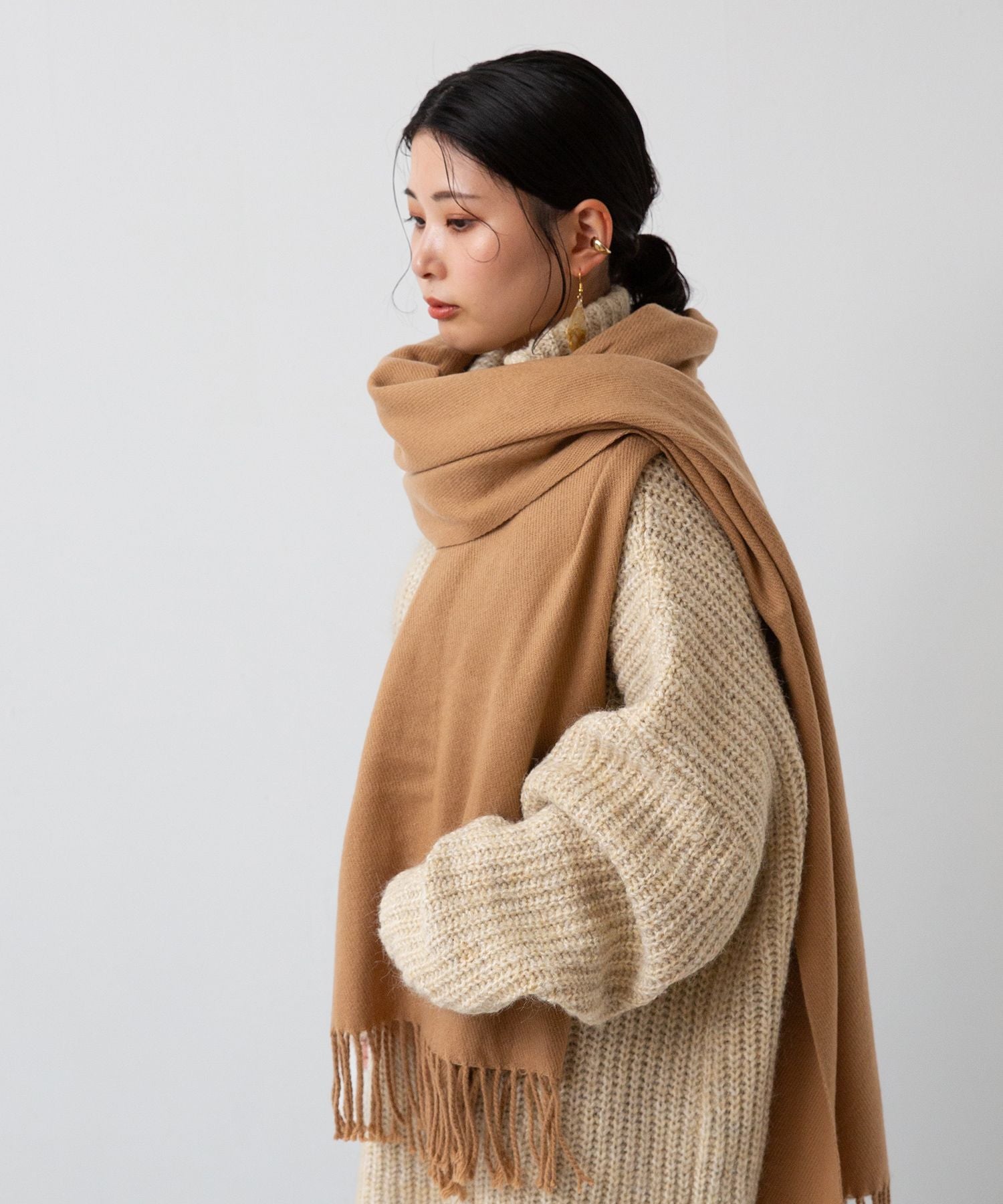 ウェレッグ セレクト welleg sellect ふわとろ大判ストール,キャメル