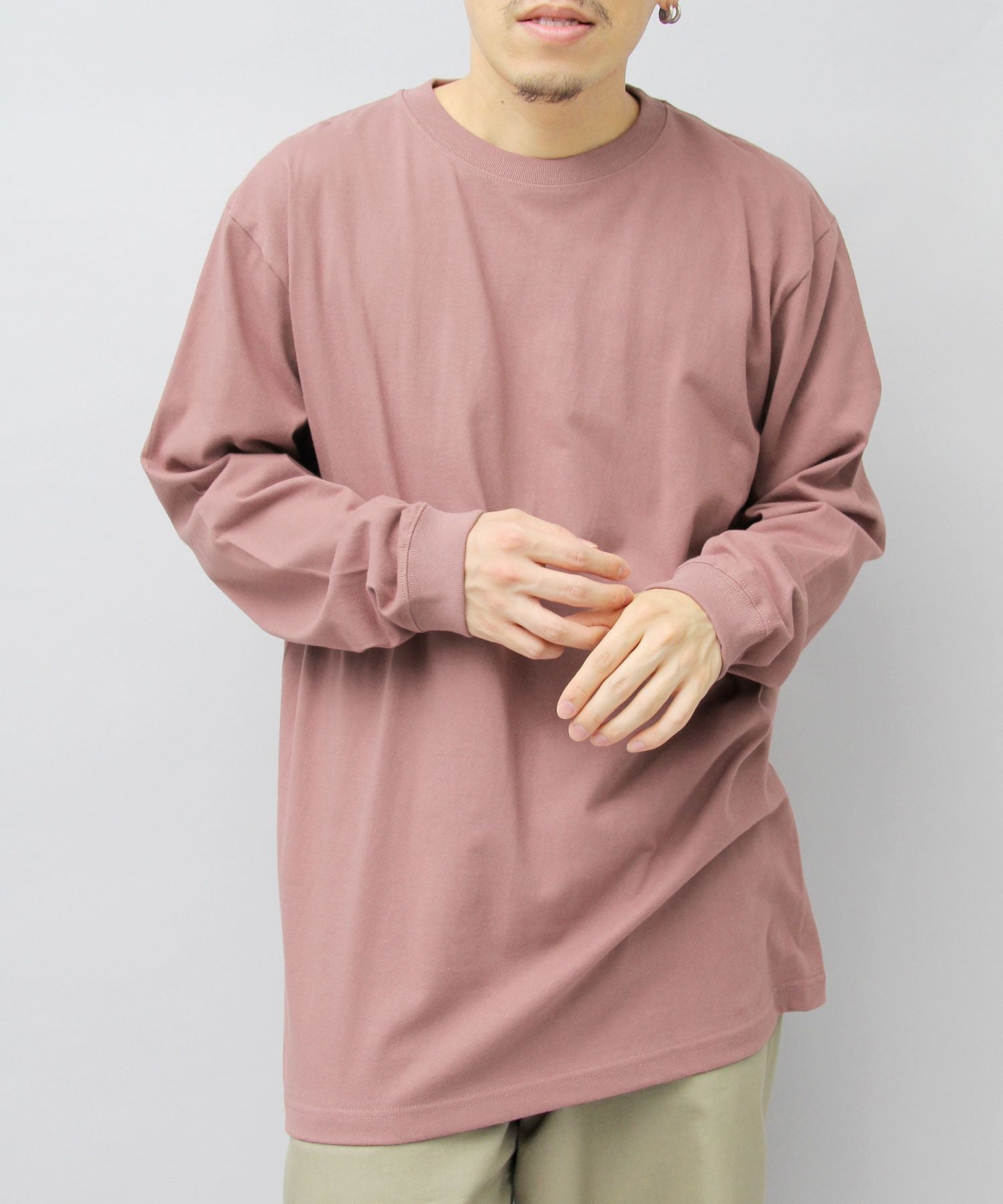 ユナイテッドアスレ United Athle 5.6オンス ロングスリーブ 袖リブ Tシャツ / ロンT,ワイン(メルロー)