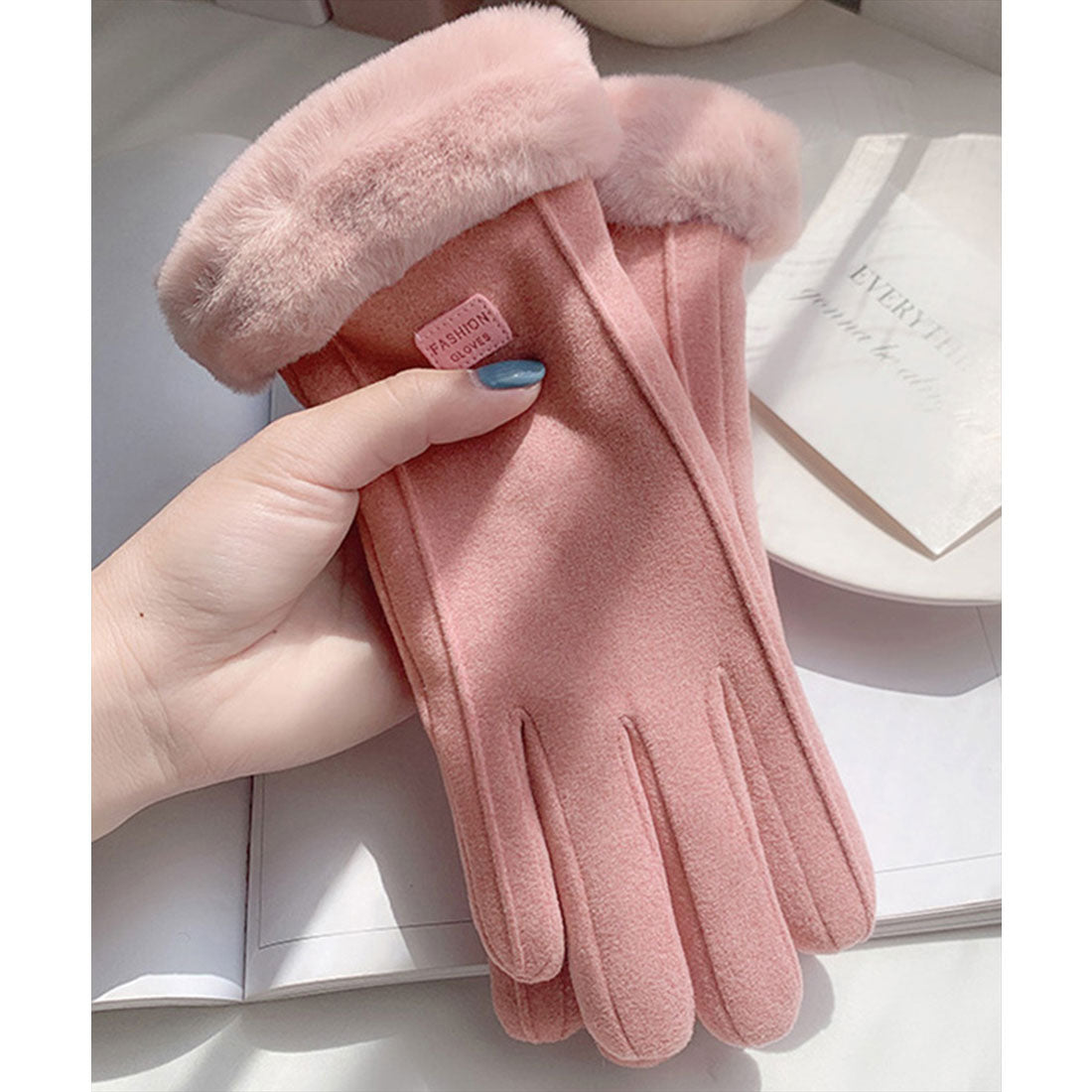 テディショップ Teddyshop レディース タッチパネル対応裏起毛ふんわりファー手袋 （ピンク） ピンク