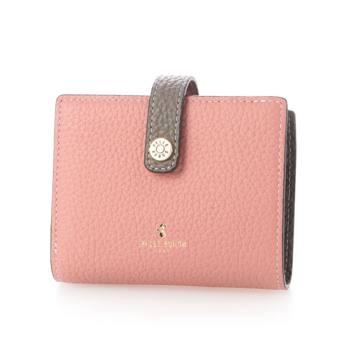 ペレボルサ PELLE BORSA 「レネットグッズ」二つ折り財布,コーラルピンク
