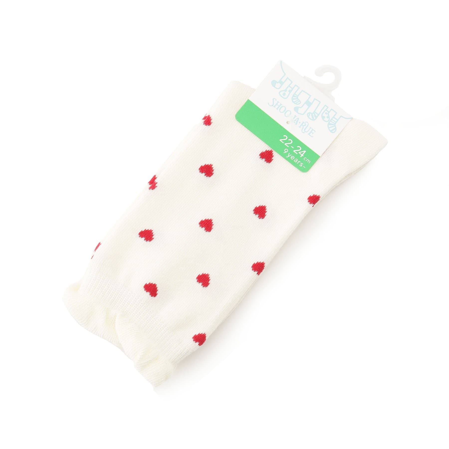 シューラルー キッズ SHOO･LA･RUE/Kids ハート総柄クルー丈ソックス,アイボリー(004)