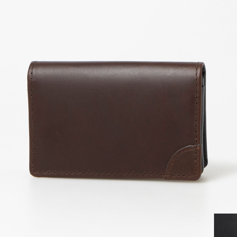 ラフィネ Raffine オイルレザービジネスカードケース,DK.BROWN/BLACK