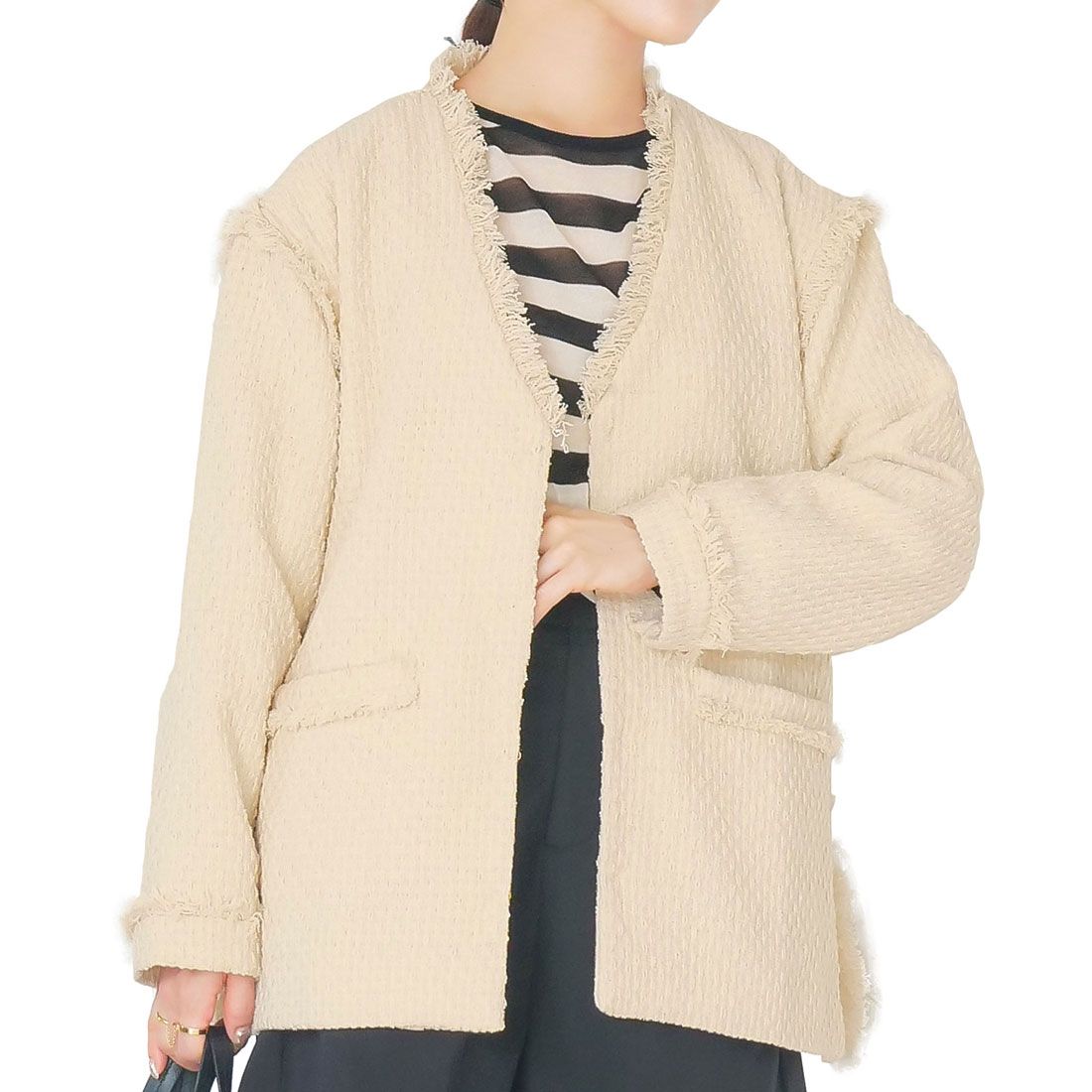 KOBE LETTUCE [Akiko Tanaka collaboration] Tweed jacket [Long] [Choice of 2 types] [K1246]