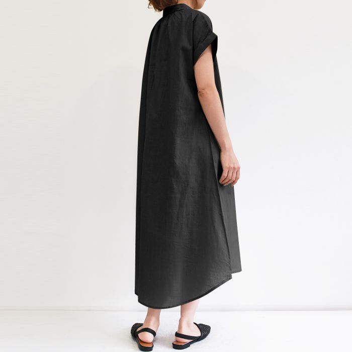 アクアガレージ aquagarage シャツワンピース 半袖 夏,ブラック