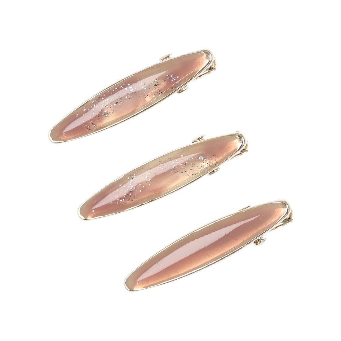 スリーフォータイム Three Four Time ラメ3本セットヘアピン,ブラウン