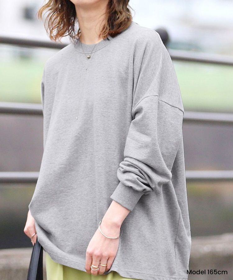 エスイーユー SEU 綿100％！2Type選べるオーバーサイズTシャツ トップス プルオーバー 体型カバー ゆったり 韓国ファッション,グレー