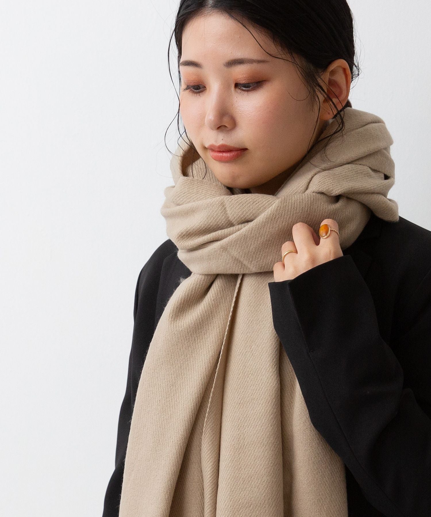 ウェレッグ セレクト welleg sellect ふわとろ大判ストール,ライトベージュ