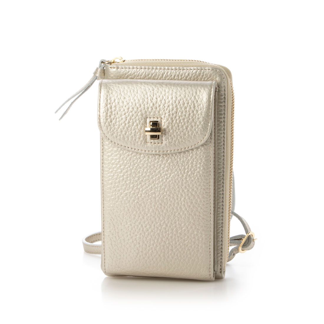 ＜ロングセラー＞ペルケ perche 牛革シュリンクタイプモバイルウォレットショルダーバッグ,GD