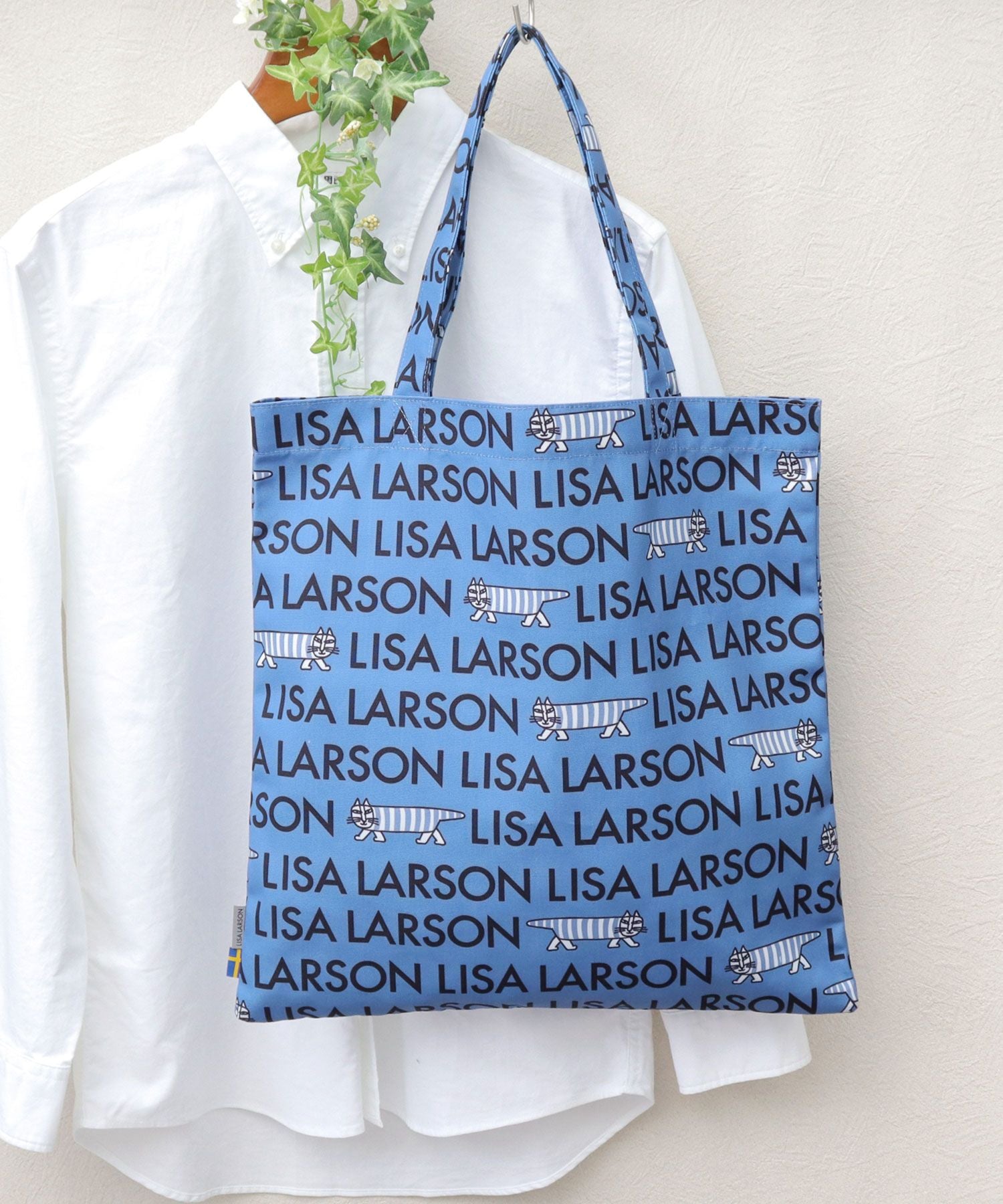 リサ・ラーソン LISA LARSON ポリエステル トートバッグ エコバッグ 総柄 マイキー,ブルー