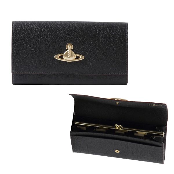 ヴィヴィアン ウエストウッド Vivienne Westwood レディース がま口かぶせ長財布 EXECUTIVE 3118C98 ワインレッド,ブラック