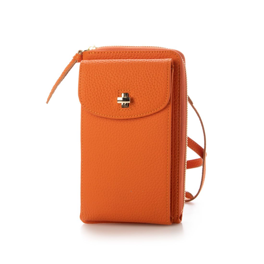 ＜ロングセラー＞ペルケ perche 牛革シュリンクタイプモバイルウォレットショルダーバッグ,OR