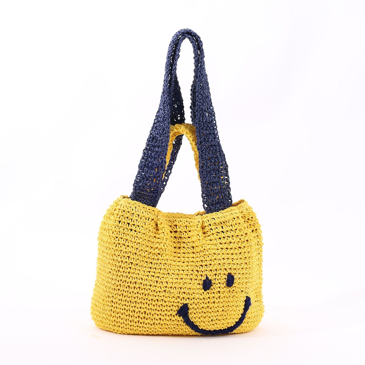 クーコ COOCO SMILEY 2ハンドルタック入カゴバッグ,イエロー