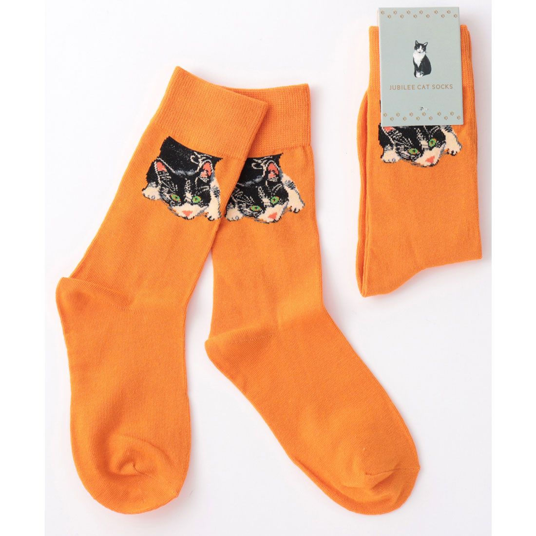ジュビリー Jubilee キャット 猫デザインソックス,オレンジ