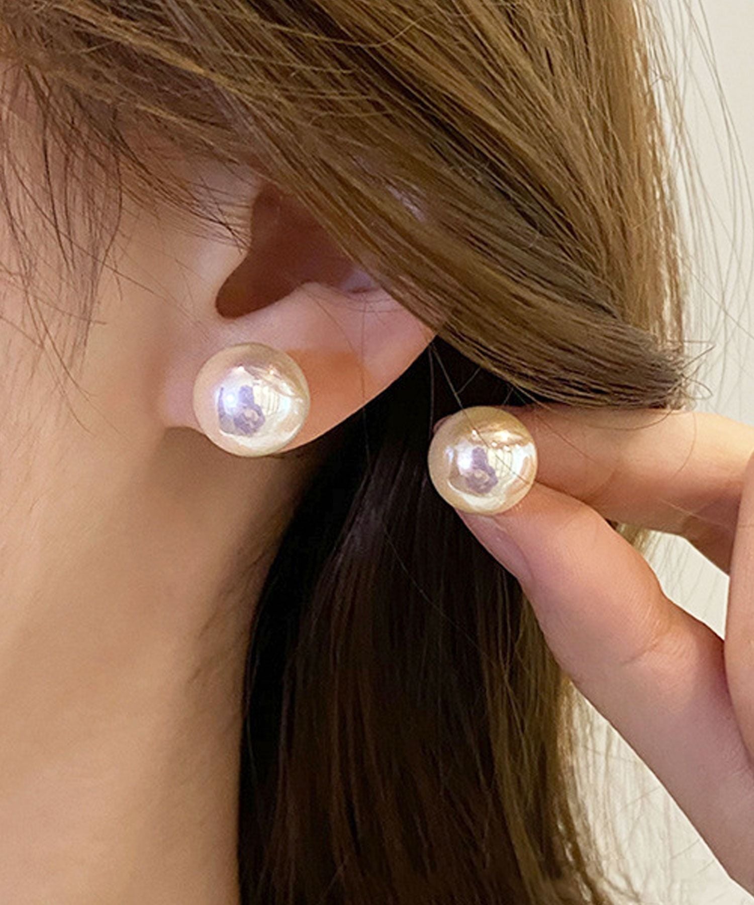 フロージュ florge 3サイズパールイヤリング 14mm,ピンクパール
