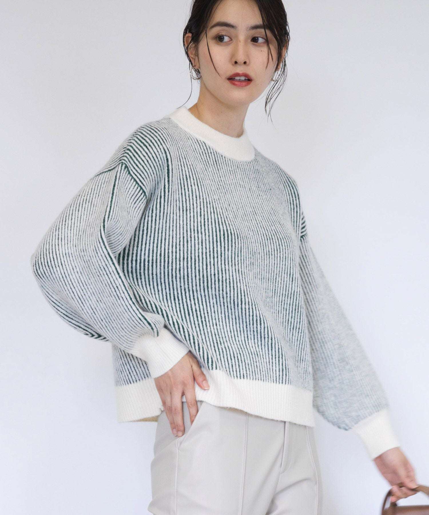 ラナン RANAN ストライプ配色ニット,GE